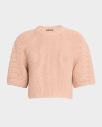 Boccioleto Cashmere-Silk Crewneck Crop Sweater