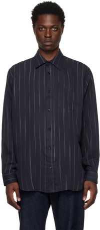 Schnayderman's Chemise Non-Binary bleu marine à rayures