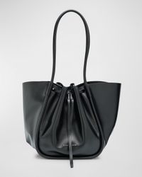 Large Ruched Calf Leather Tote Bag