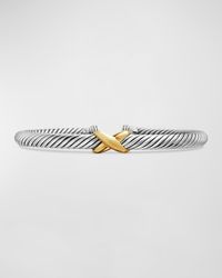 Cable Bracelet in Silver with 14K Gold, 5mm