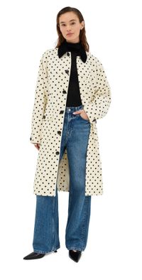 Tanner Fletcher Porter Polka-Dot Corduroy Coat Ivory/Black Polka Dot XS/S