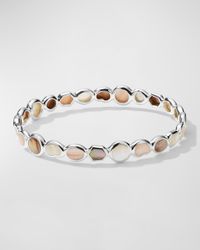 Sterling Silver Polished Rock Candy All Over Stone Bangle in Dahlia