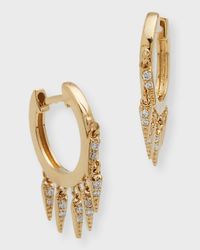14k Diamond Fringe Huggie Hoop Earrings