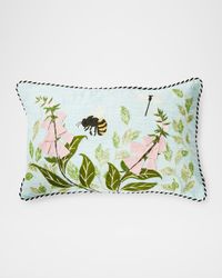 Floral & Bee Lumbar Throw Pillow, 22" x 14"