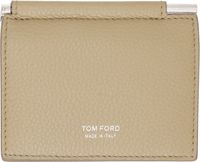 TOM FORD Beige Small Grain Leather Money Clip Card Holder
