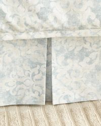 Milan Tailored Bed Skirt Spa Faded Damask Venetian Linen 3/22 x 86