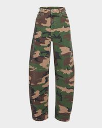 Marbel Camo Mid Rise Barrel-Leg Jeans