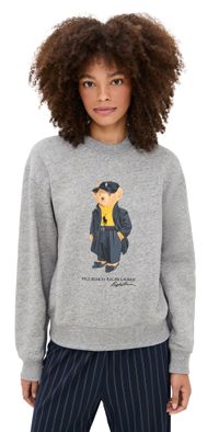 Polo Ralph Lauren Arctic Fleece Knit Long Sleeve Crewneck Dark Vintage Heather L