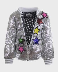 Girl's Unicorn Sequined Bomber Jacket, Size 2-14