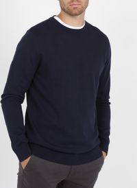 Selected - Pull col rond en coton - Taille 2XL - Bleu