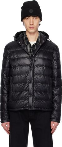 Moncler Black Gliere Hooded Short Down Jacket