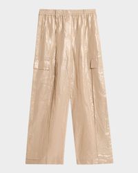 Metallic Cotton Gauze Wide-Leg Explorer Pants