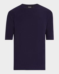 Men's Cotton Honeycomb Short-Sleeve Crewneck Sweater