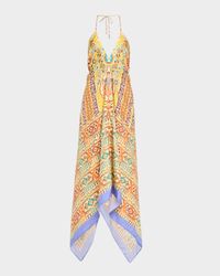 Printed Silk Halter Maxi Dress