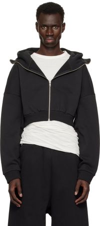 Entire Studios Black Cropped Full Zip Hoodie
