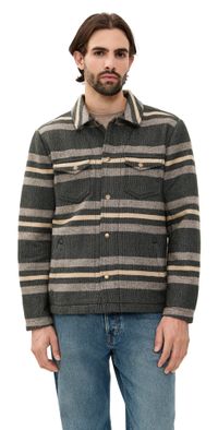 Billy Reid Heirloom Stripe Woodsman Jacket Asphalt Multi S