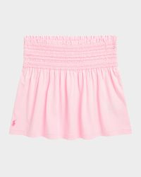 Girl's Jersey Smocked-Waistband Ruffle Skirt, Size S-XL