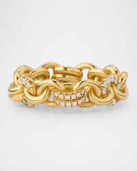 Fused Serpens Ring with Pavé Diamonds in 18K Yellow Gold, Medium