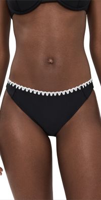 Ramy Brook Iliana Bikini Bottoms Black w/ White Crochet S