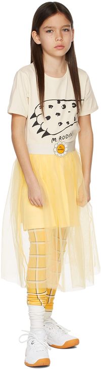 Mini Rodini Kids Yellow 'M.Rodini' Flower Tulle Skirt