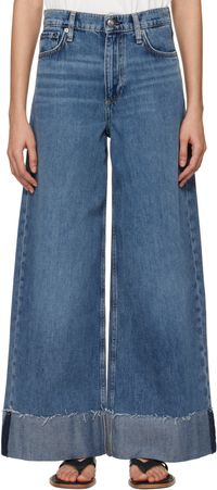 rag & bone Jean ample Sofie bleu à taille haute et à revers roulés