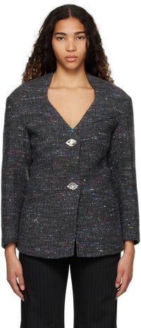 GANNI Gray Fitted Blazer
