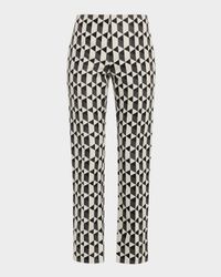 Lisa Geo Jacquard Straight-Leg Split Pants
