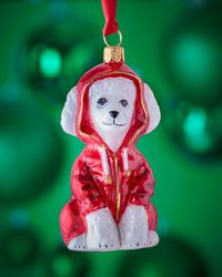 White Poodle in Hoodie Christmas Ornament