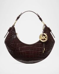 Koa Croc-Embossed Leather Shoulder Bag