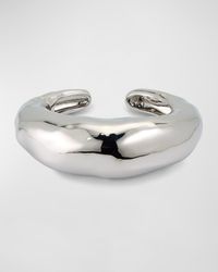 Large Molten Silver-Tone Hinged Cuff Bracelet