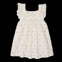 The New Society - Robe courte col carré imprimée en coton - Taille 8A - Blanc