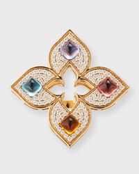 18K Rose Gold Ring with Diamonds and Semiprecious Stones