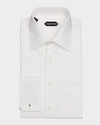 Men's Poplin Piquet French Cuff Dress Shirt