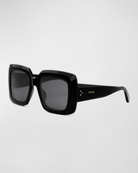 Bold Three-Dot Acetate Square Sunglasses