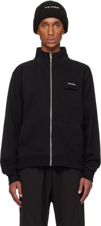 We11done Black Pillow Logo High-Neck Zip-up Jacket