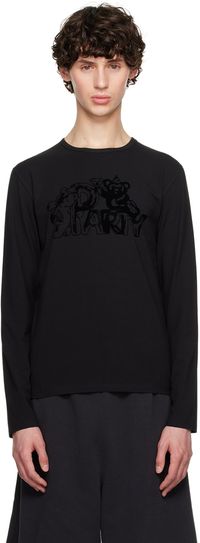 MM6 Maison Margiela T-shirt à manches longues noir à image et texte floqués