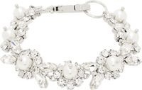 Simone Rocha Silver Faux-Pearl & Crystal Daisy Floret Bracelet