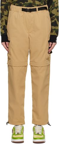 BAPE Pantalon beige à panneaux amovibles