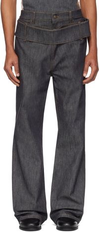 Courrèges Gray Double Belt Denim Jeans