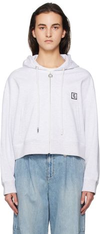 WOOYOUNGMI Gray Back Logo Hooded Zip-Up Hoodie