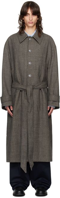 AMI Paris Manteau brun à ceinture