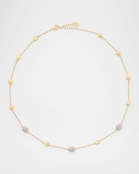 18K Yellow Gold Siviglia Diamond Bean Necklace