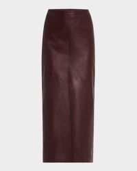 Stretch Nappa Leather Midi Skirt