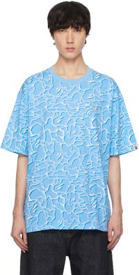 BAPE T-shirt décontracté bleu à motif camouflage ABC Sea Surface