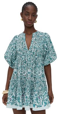 Poupette St Barth Cruz Mini Dress Green Tiare XS