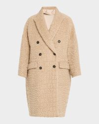 Paillette Crocco-Effect Mohair Double-Breasted Overcoat