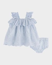 Girl's Embroidered Eyelet Dress W/ Bloomers, Size 3M-24M