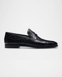 Men's Vicente Croc Leather Penny Loafers