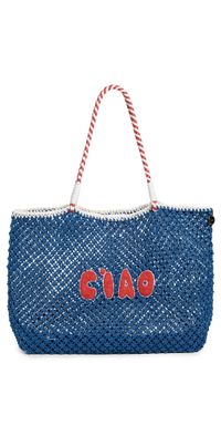Clare V. L'Ete Tote Cobalt w/ Poppy & Cream Ciao One Size