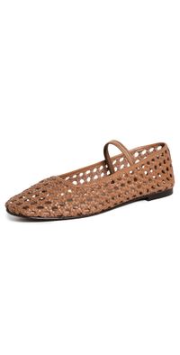 Madewell The Greta Ballet Flats in Open-Weave Leather Desert Camel 5.5